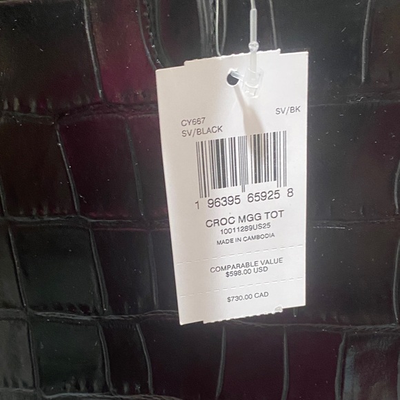 New Coach Black Maggie tote Crocodile Embossed - Picture 4 of 4